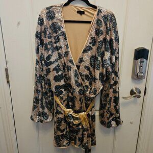 Sequins Animal Print Romper